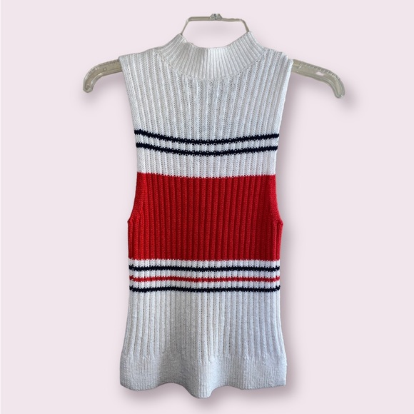 A&F Abercrombie & Fitch Red White Blue Sleeveless Sweater Vest Women US Size S - Picture 4 of 7